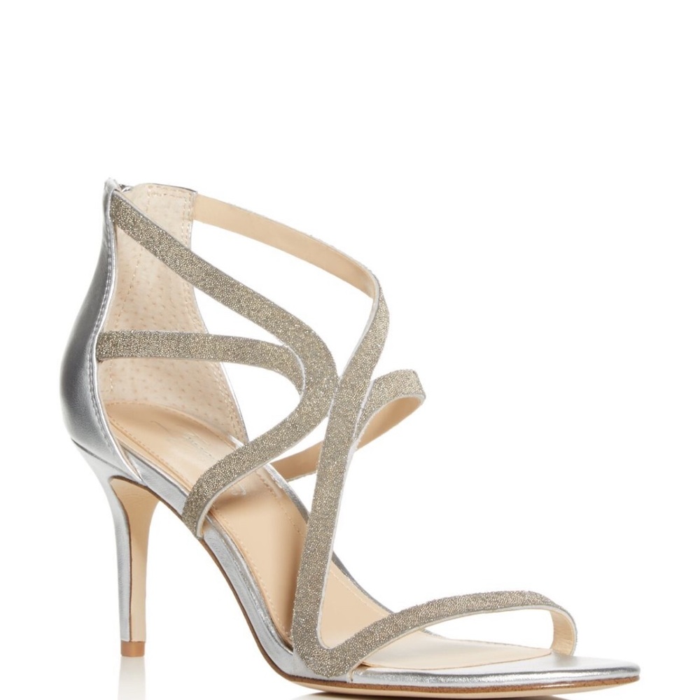 Vince Camuto Imagine Petra Silver Stiletto Heels with Zipper Back